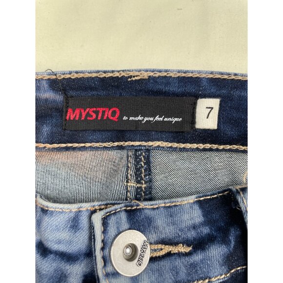 Mystiq Women's Blue/Orange Stretch Skinny Ripped Jeans Size 7 x 30" SKU 5125 - Picture 4 of 7